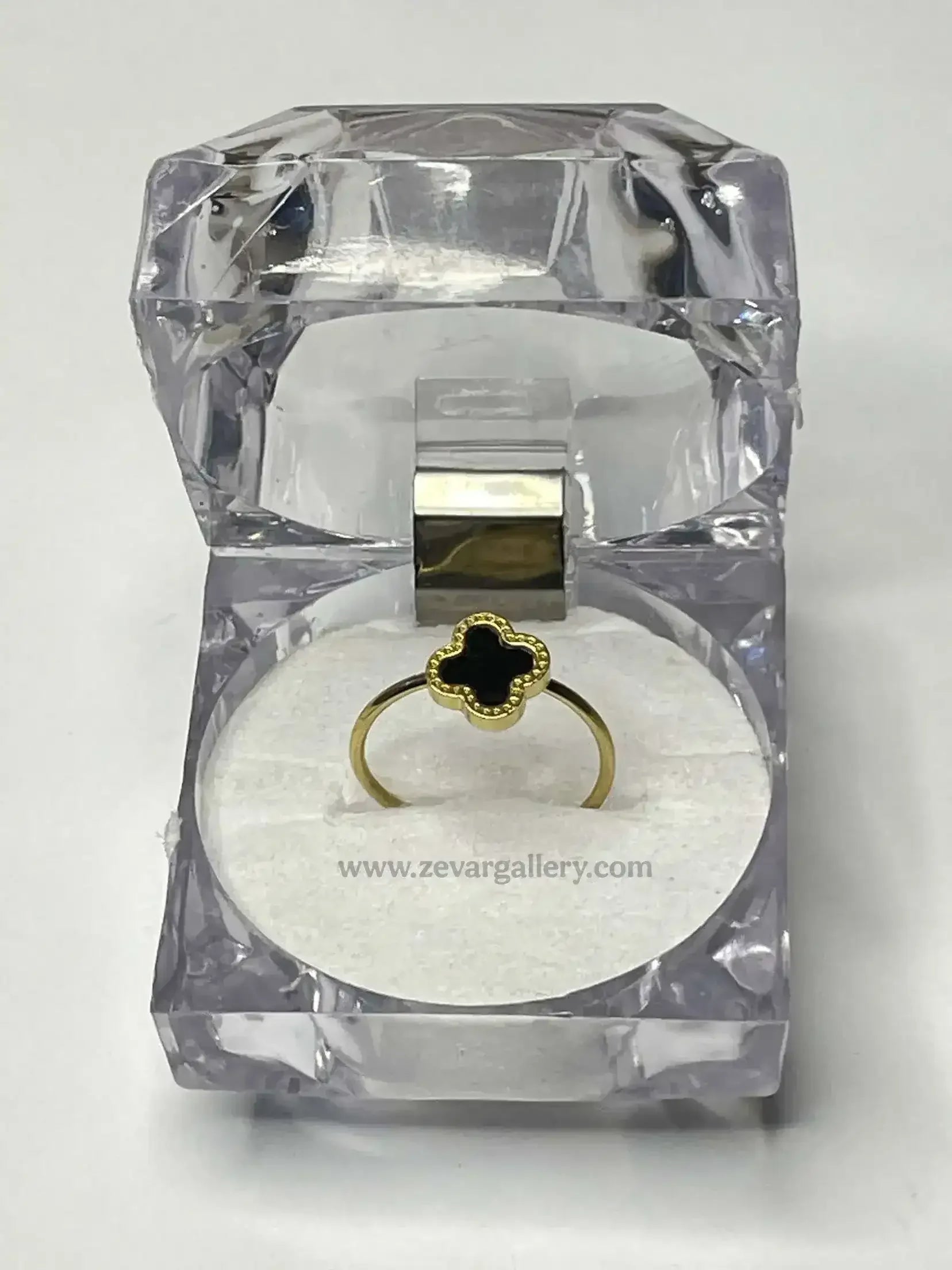 Elegant Gold-Plated Stainless Steel Clover Adjustable Size Ring - Zevar Gallery