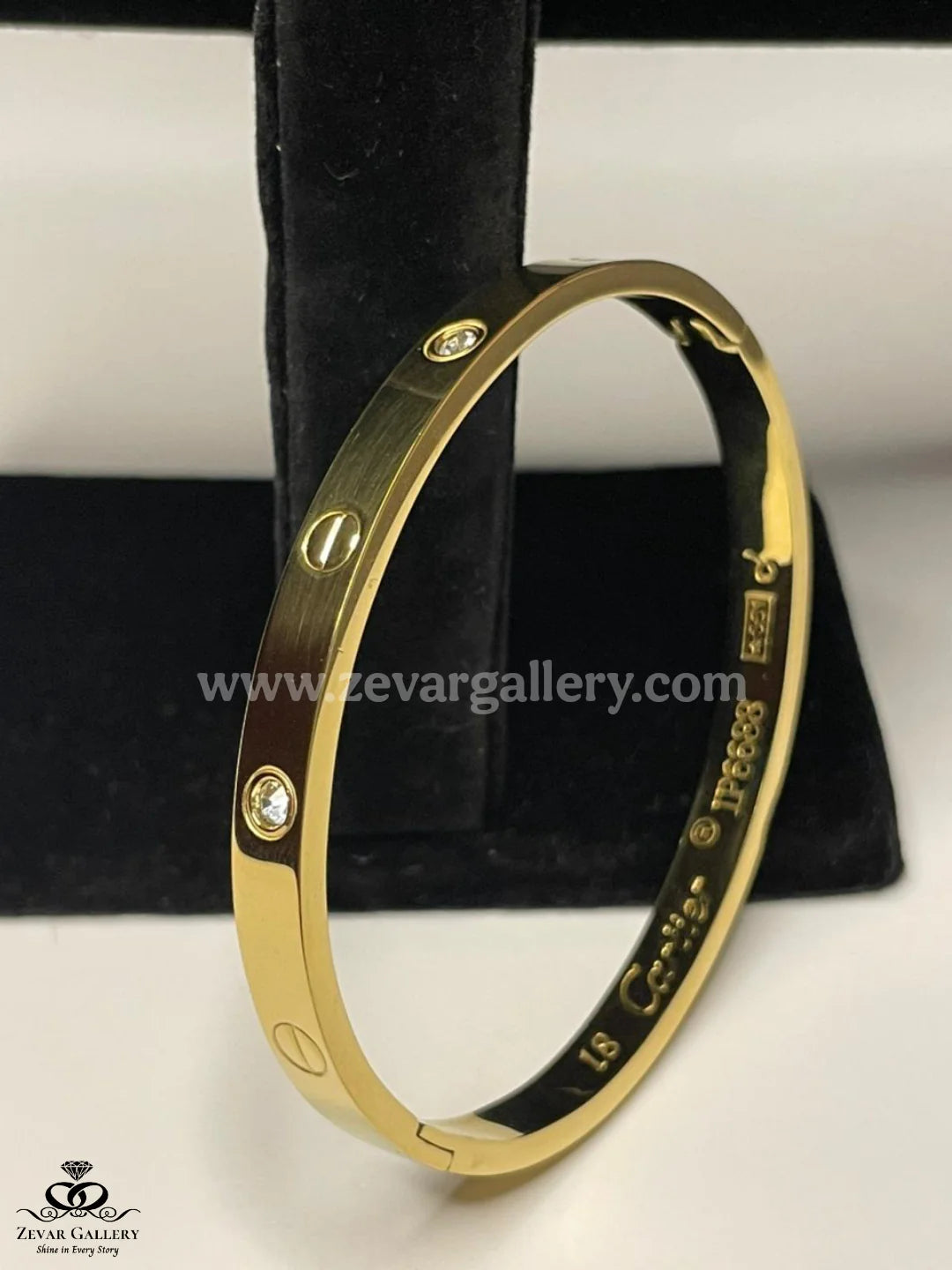 Stainless steel love bracelet with screw design and stones – Zevar Gallery
