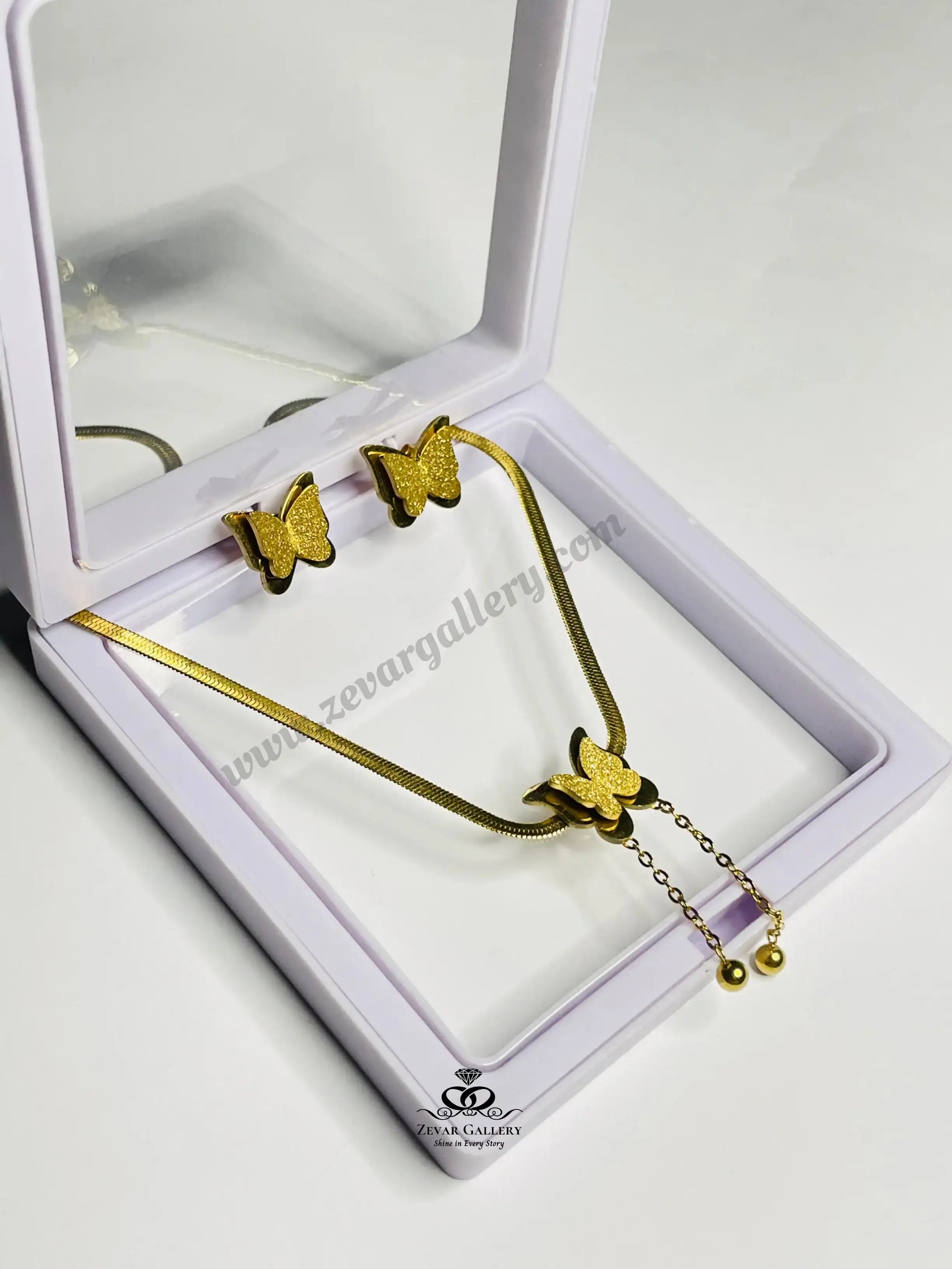 Women’s butterfly necklace and earrings set, perfect gift jewelry – Zevar Gallery